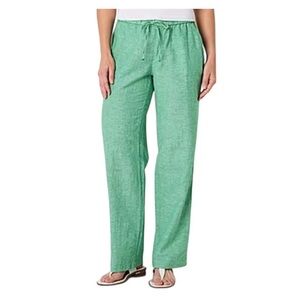 Liz Claiborne Linen Womens Wide Leg Mid Rise Drawstring Pant Mint Green size XL